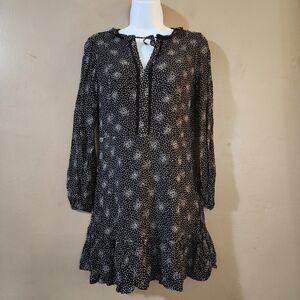 Ann Taylor LOFT Womens Dress Size 2P Petite Black White Long Sleeve Short Lined